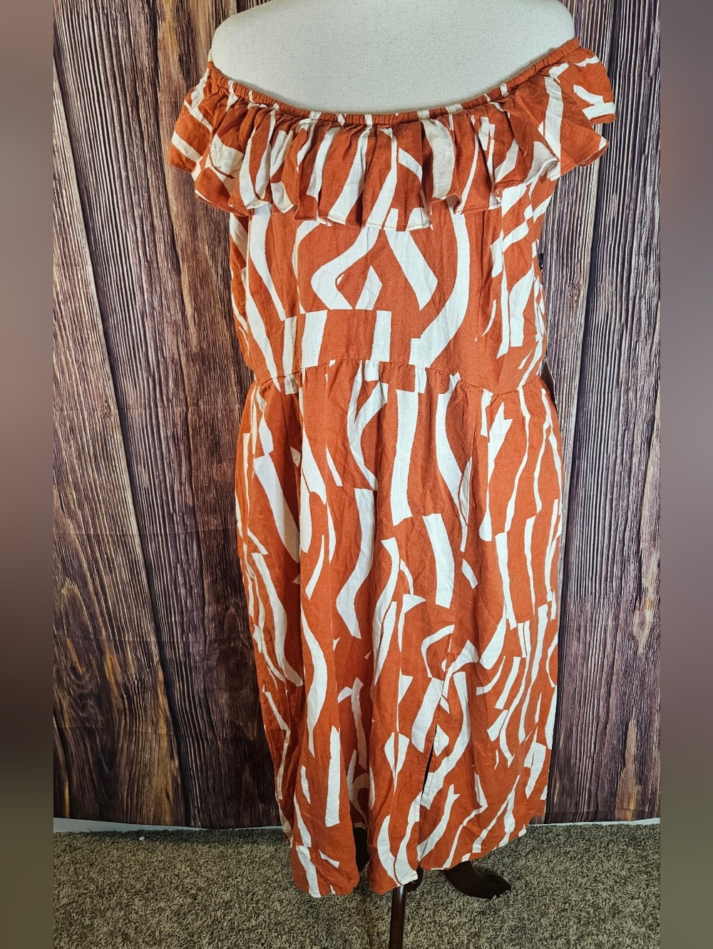 NWT Ava & Viv Linen Blend Ruffle Midi Dress Plus Size 2X - Picture 3 of 13